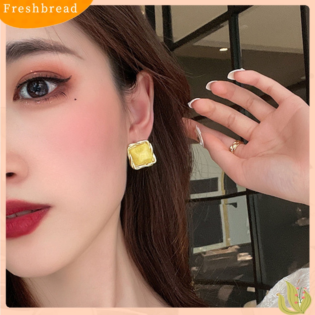 &lt; Freshbread &gt; 1pasang Ear Studs Square Anggun Temperamen Alloy Wanita Elegan Anting Tusuk Untuk Perjamuan