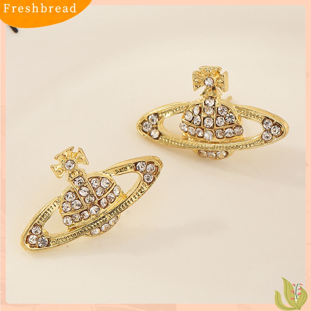 &lt; Freshbread &gt; 1pasang Anting Pejantan Planet Berlian Imitasi Perhiasan Bersinar Gaya Korea Ear Studs Hadiah Ulang Tahun