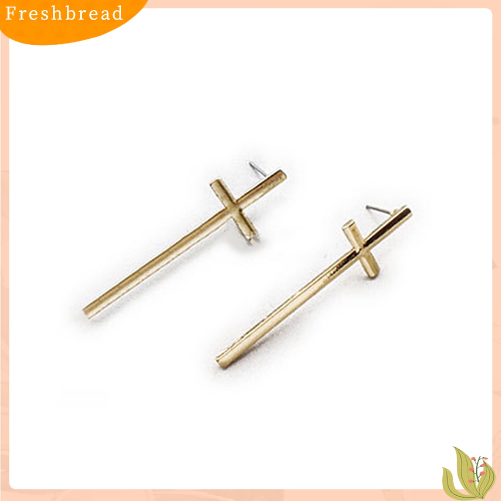 &lt; Freshbread &gt; Unisex Vintage Rock Punk Gothic Pesona Anting Salib Pecinta Ear Studs Hadiah