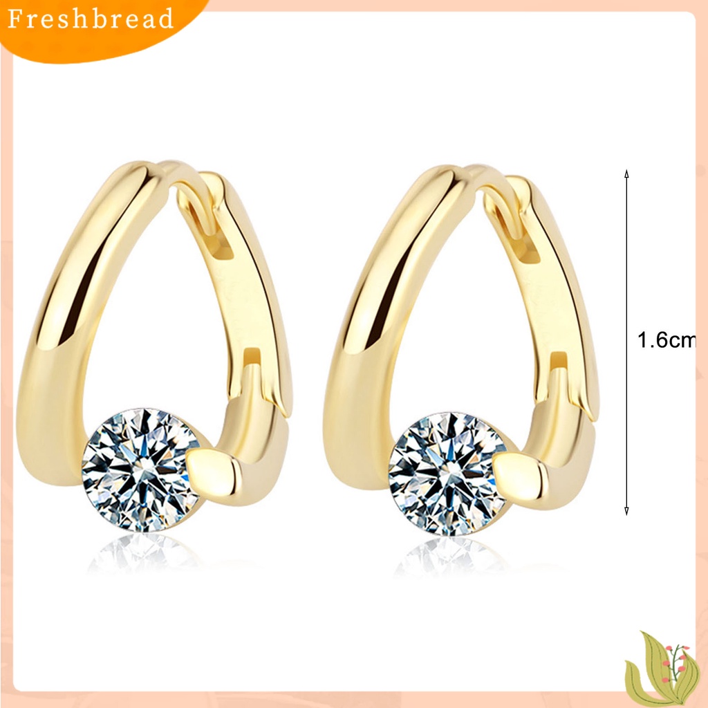 &lt; Freshbread &gt; 1pasang Wanita Anting Geometris Berlian Imitasi Perhiasan Berkilau Cubic zirconia Stud Earrings Hadiah Ulang Tahun