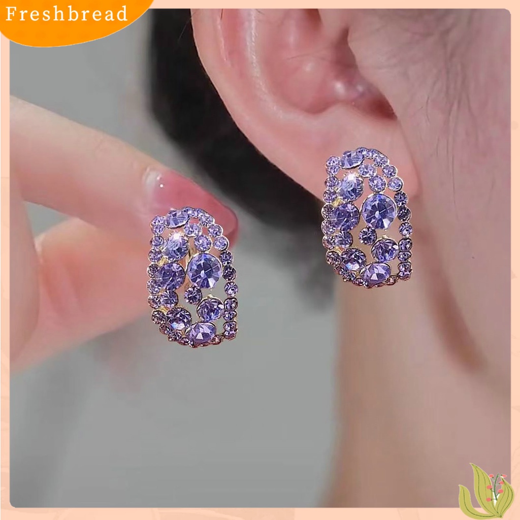 &lt; Freshbread &gt; 1pasang Anting Pejantan Temperamen Mengkilap Elegan Geometris Berkilau Berdandan Hadiah Valentine Wanita Kristal Imitasi Menjuntai Anting Perhiasan Pernikahan Aksesori Fashion