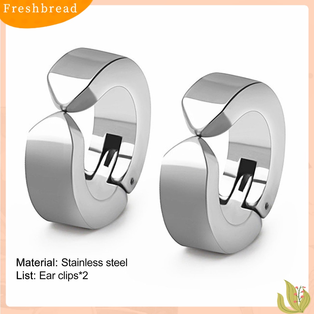 &lt; Freshbread &gt; 2Pcs Anting Huggie Anti-Alergi Anti-Oksidasi Stainless Steel Non-Piercing Earrings Ear Clip Untuk Pesta