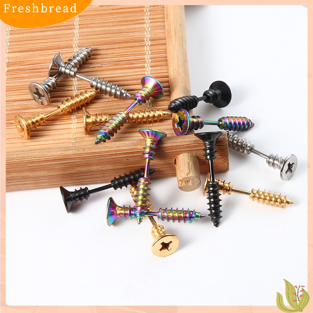 &lt; Freshbread &gt; Lucu Bentuk Sekrup Telinga Studs Keren Dua Sisi Anting Fashion Perhiasan Hadiah