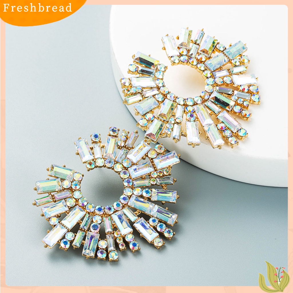 &lt; Freshbread &gt; 1pasang Anting Tusuk Bentuk Bunga Matahari Multicolor Rhinestones Perhiasan Anting Bohemian Vintage Untuk Pantai