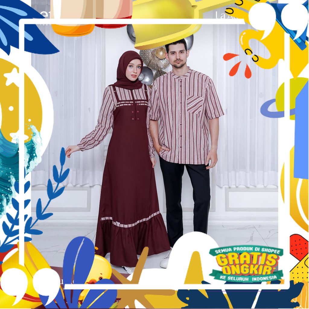 Couple Elfa 166 red dahlia Gamis ayumi 360 Koko Kahfi 253 Baju Couple Sarimbit Keluarga Dress Baju M