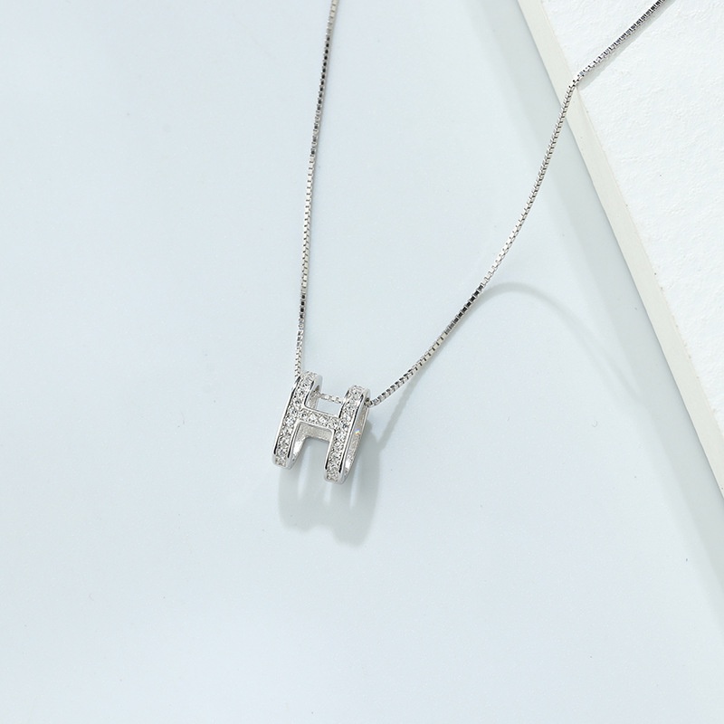 Wanita Fashion Huruf H Kalung Berlian Imitasi Alloy Necklace
