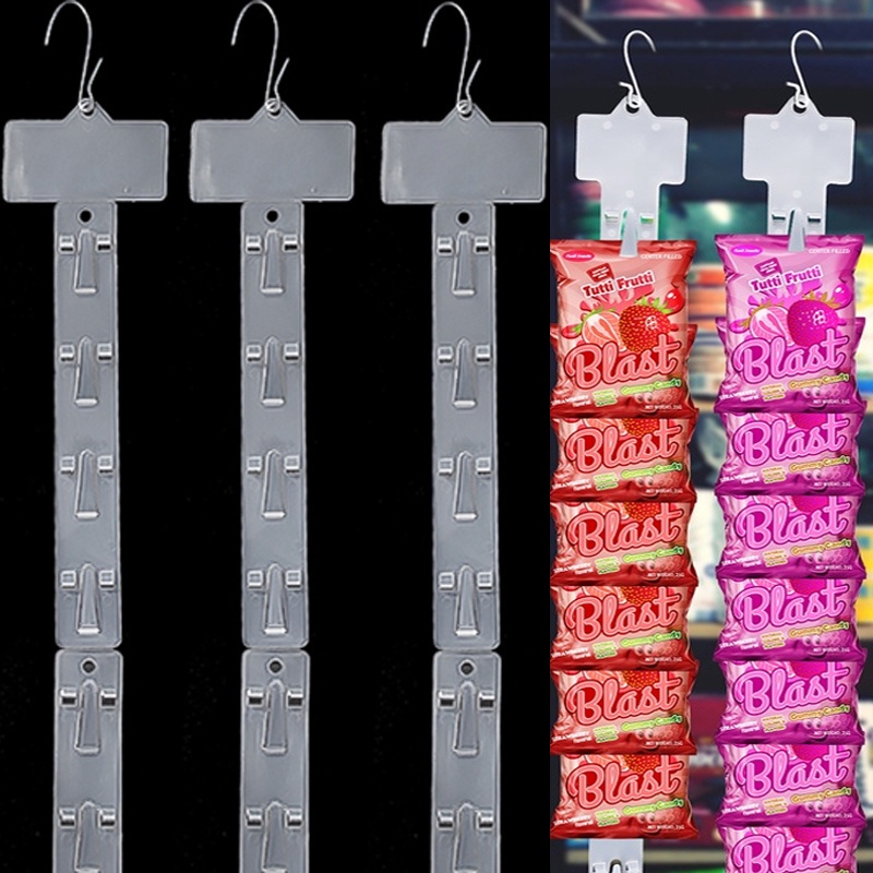 Gantungan Display Penyimpanan Makanan Ringan 12lubang Dapat Dilipat/Strip Gantung Supermarket Multifungsi Toko Kait Makanan Dengan Kait Bentuk S
