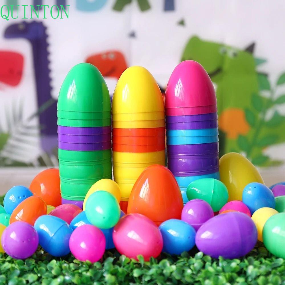 Telur Paskah QUINTON 6warna Dapat Diisi Lucu DIY Kerajinan Hadiah Paskah Mainan Anak Tempat Permen Pesta Ulang Tahun Eggshell Berwarna