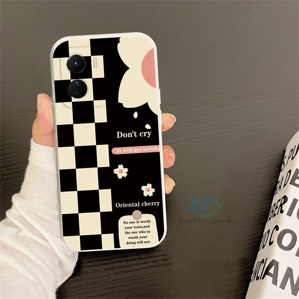 Kamera Full Cover Casing Samsung A14 M23 F23 A04 A04E A04S A13 A03 A03S A23 A22 A21S A12 A02S A11 A51 A10 A30 A50 A52 A20S A10S M12 J4 Plus Kotak-Kotak Bunga Soft Silicone Phone Case Binteacase