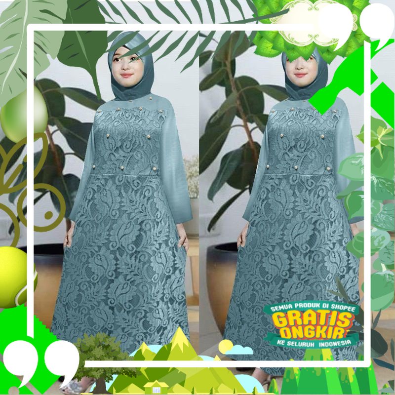 BAJU DRESS GAMIS KID KIDS ANAK WANITA PEREMPUAN MUSLIM BRUKAT BROKAT BUNGA IMPORT PREMIUM PESTA KOND