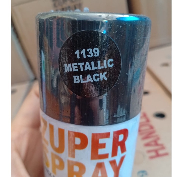 Zuper Spray Paint Pilok Pilox Warna Met Black / Hitam Metalik / Black Metallic (P 1139) 150cc/150ml