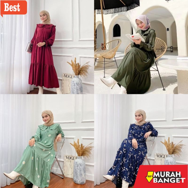 GAMIS SIZE BESAR TERBARU- GAMIS MIDI DRESS GAMIS LEBARAN TERBARU JUMBO GAMIS KERAH