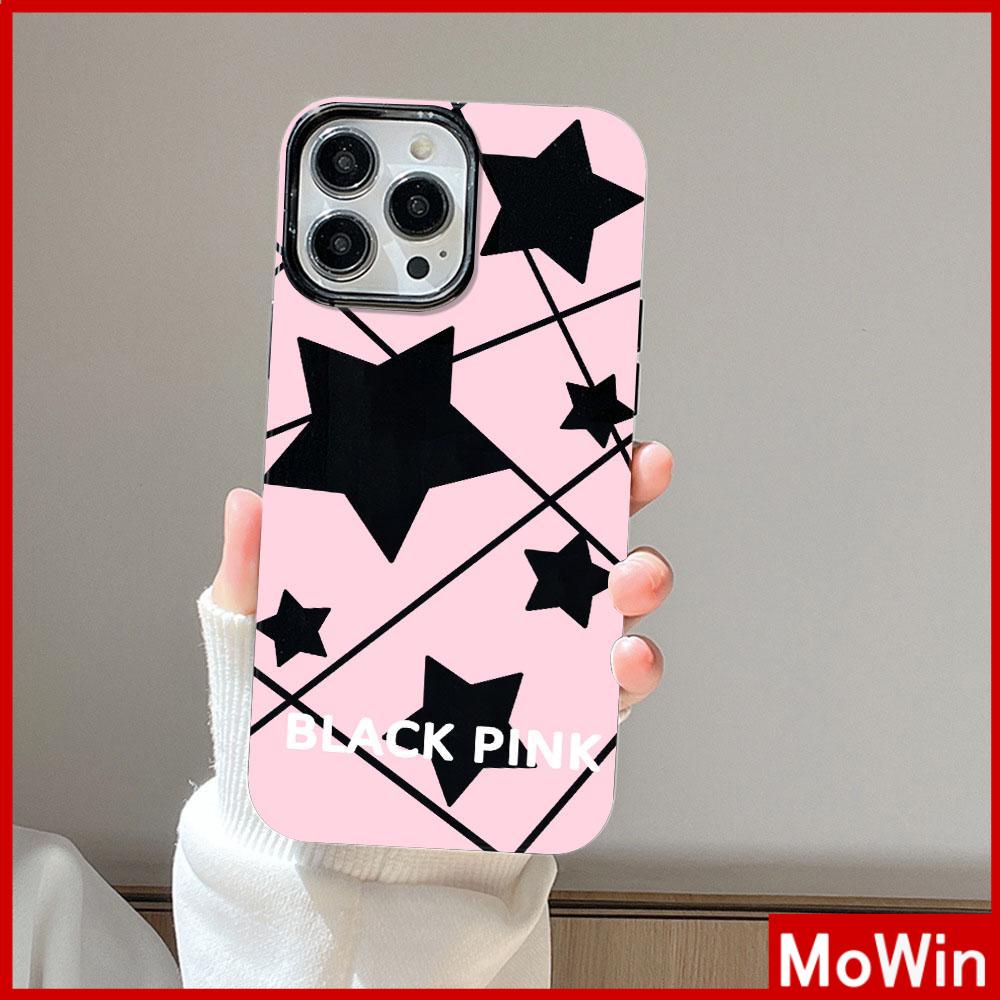 For iPhone 14 Pro Max iPhone Case Black Glossy TPU Soft Case Shockproof Protection Camera Pink Star Compatible with iPhone 13 Pro max 12 Pro Max 11 xr xs max 7Plus 8Plus