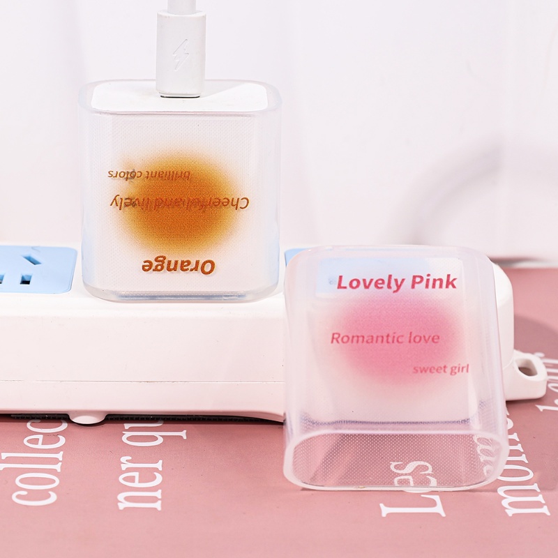 IPHONE Warna Gradasi Lucu TPU Tahan Lama Pelindung Case Populer Lembut Motif Huruf Charging Plug Protector Kompatibel Untuk Iphone18/20W Kepala Pengisian Cepat