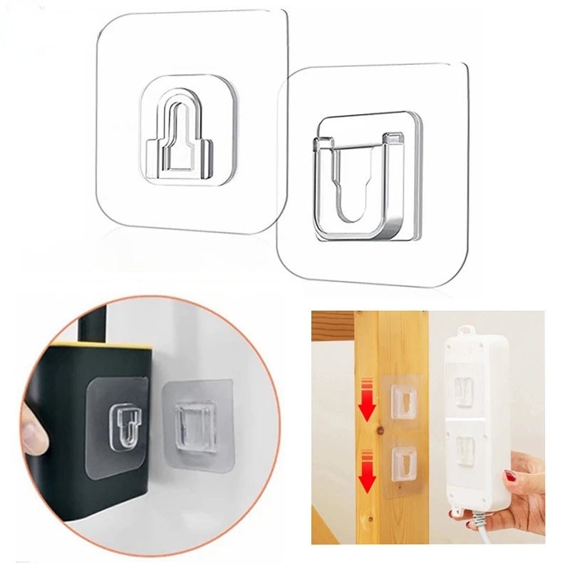 [Harga Grosir] Self Adhesive Punch-Free Plug-in Power Row Socket Holder Kotak Tisu Foto Remote Control Fix Rak Perlengkapan Penyimpanan Rumah Tangga Hemat Ruang Tempel Dinding