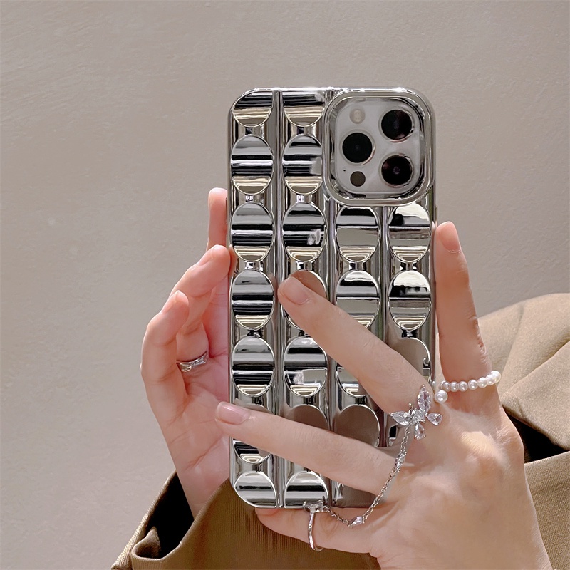 IPHONE Casing Ponsel Electroplating Gelombang Melengkung Unggulan Baru Iphone11 12 13 14 Pro Max Shockproof Case Cover