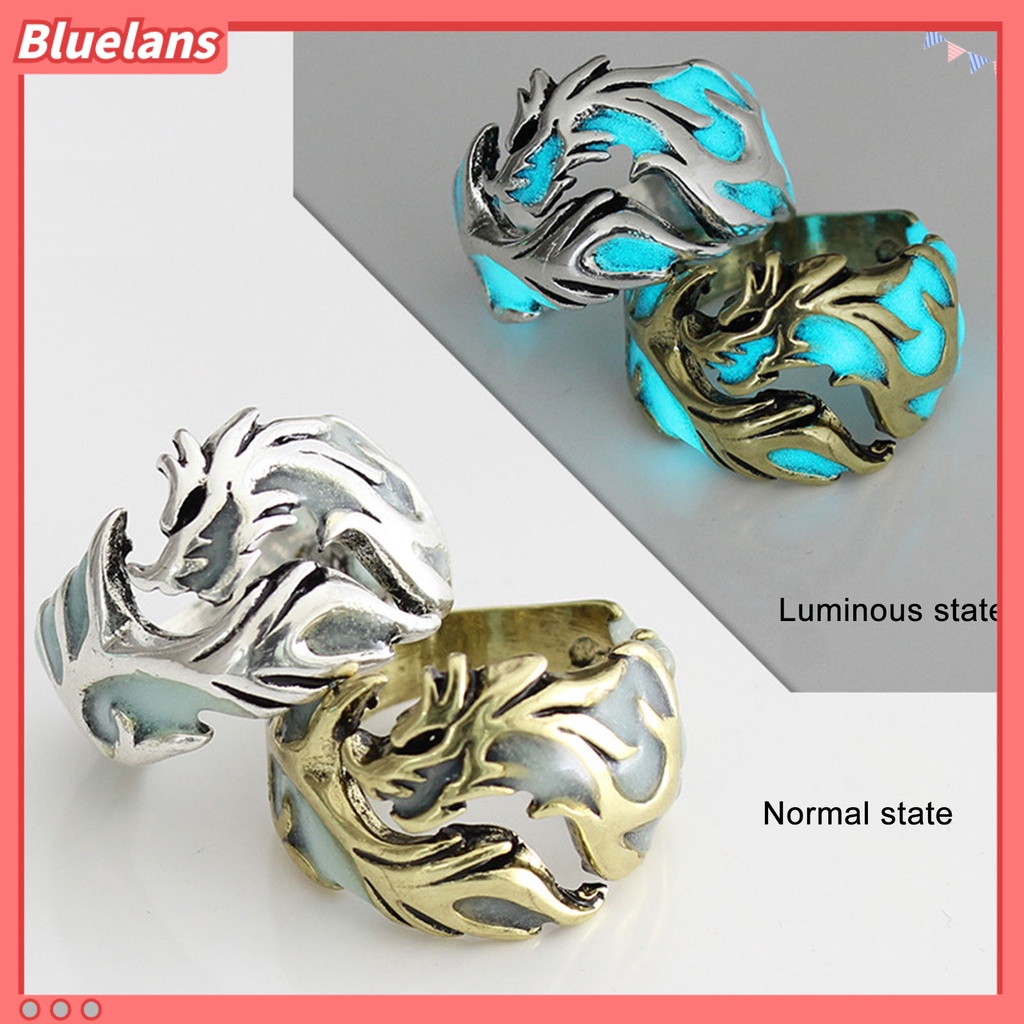{in Stock} Cincin Pria Bercahaya Glow in The Dark Kepribadian Keren Cincin Naga Terbang Untuk Bar