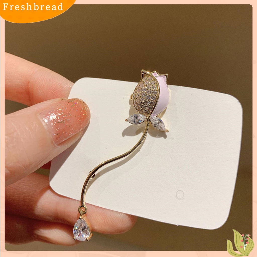 {In Stock} 1Pc Klip Telinga Retro Irregular Shiny Berlian Imitasi Hias Non Piercing Hadiah Hias Bunga Tulip Klip Anting Perhiasan Trendi Untuk Pesta
