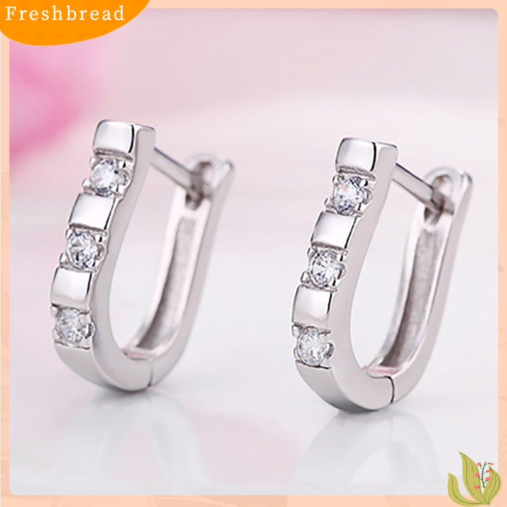 {In Stock} 1pasang Fashion U-Shape Cubic Zircon Hias Wanita Pesona Perhiasan Pesta Anting Tindik