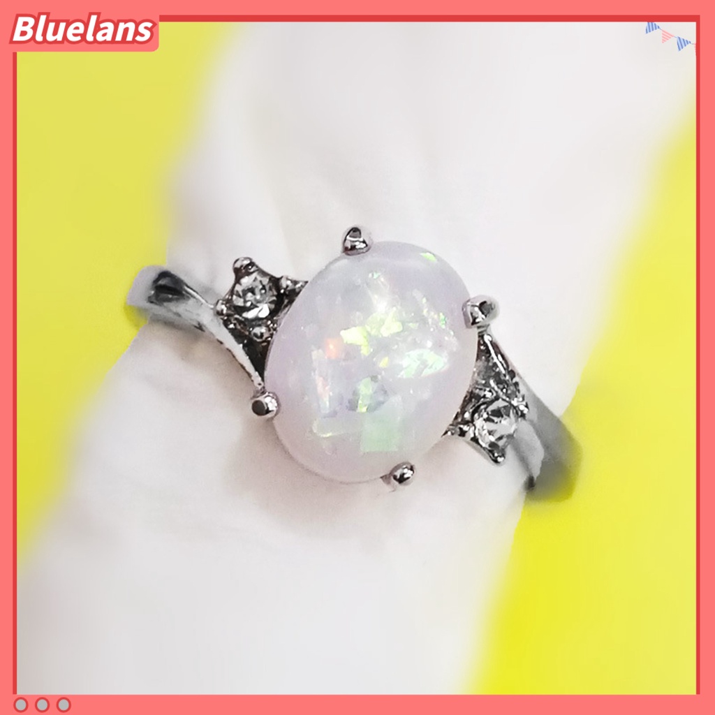 {In Stock} Cincin Kilau Imitasi Opal Berlian Imitasi Hias Tembaga Gaya Wanita Ring Untuk Pernikahan