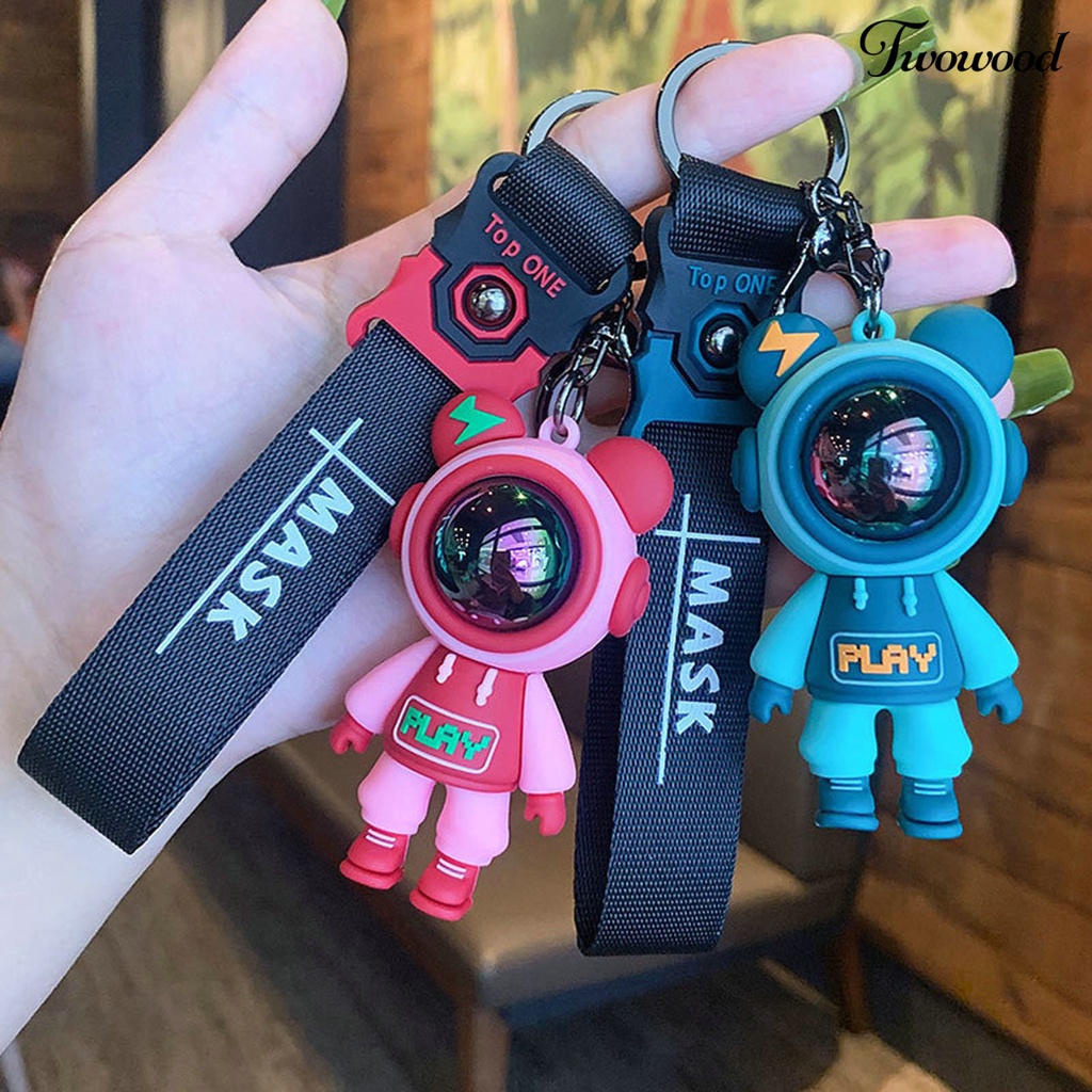 Twowood Gantungan Kunci Handmade DIY Jumbai Anti Jatuh PVC Lucu Warna-Warni Beruang Ransel Liontin Perhiasan Aksesoris