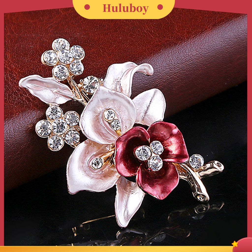 {Ready Stock} Pin Bros Bentuk Bunga Chic Dekorasi Alloy Berlian Imitasi Hias Bunga Brooch Pin Untuk Pernikahan