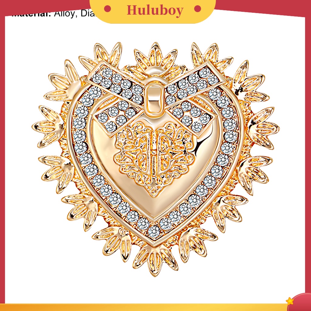 {Ready Stock} Lapel Pin Aksesoris Pakaian Elegan Portable Cinta Hati Mata Hias Berlian Imitasi Bros Pin Untuk Pesta