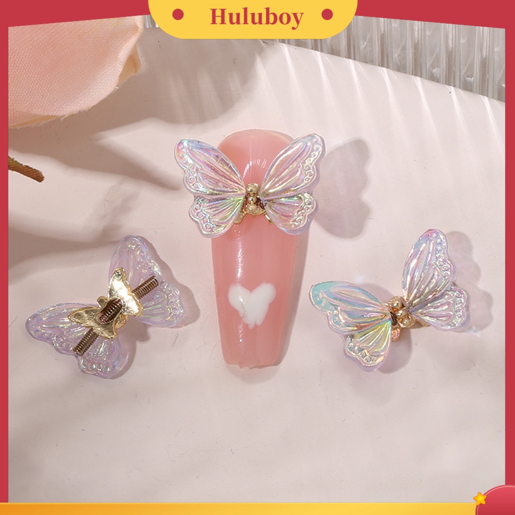 {In Stock} 10 Pcs Butterfly Nail Charms Berwarna Bersinar Sequin Resin Craft Indah DIY Aksesoris Nail Art 3D Resin Butterfly Phone Case Dekorasi Kuku Perlengkapan Manicure