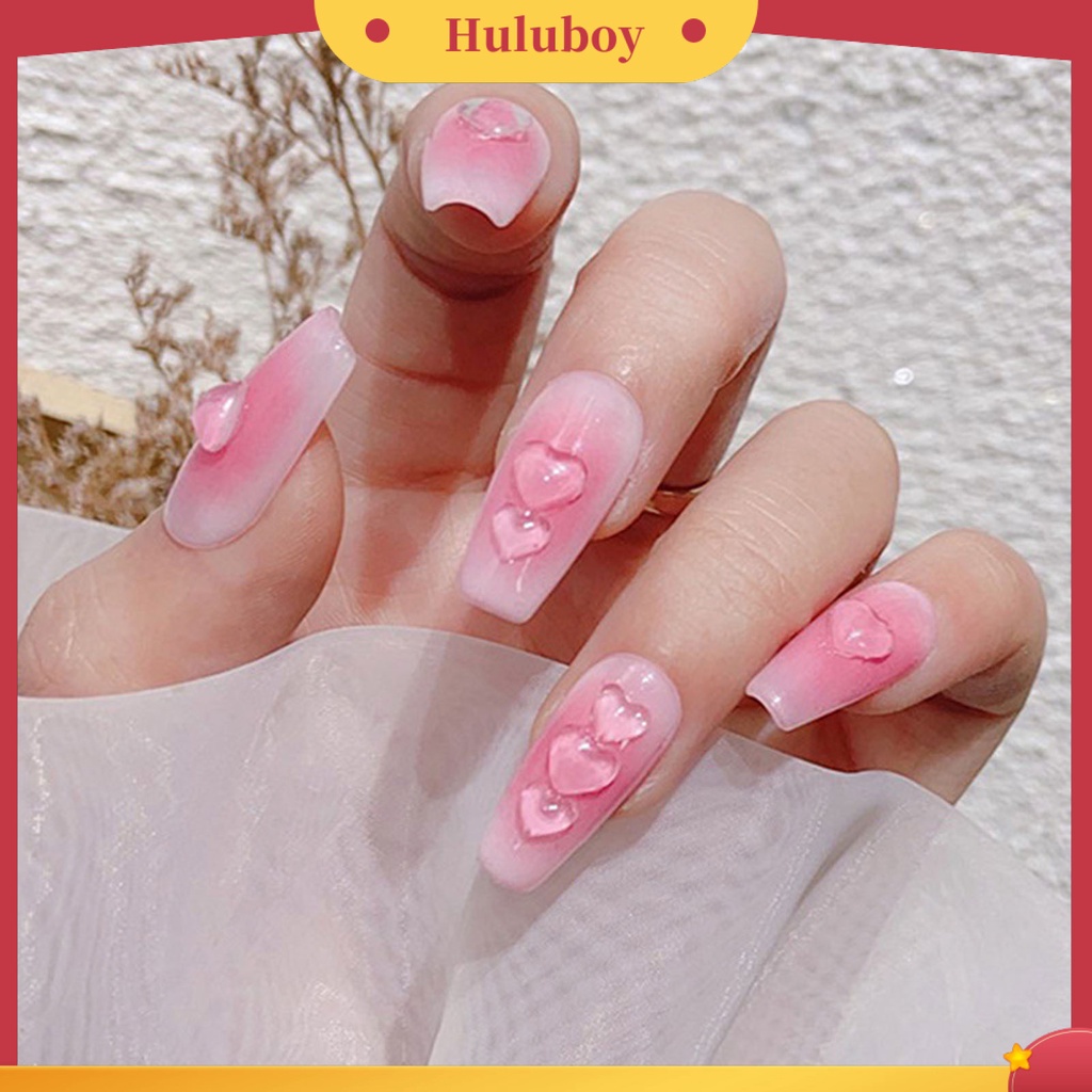 {In Stock} 100Pcs/tas Aksesoris Kuku Fleksibel Pengerjaan Halus Resin 3D Bentuk Hati DIY Nail Art Charm Untuk Rumah