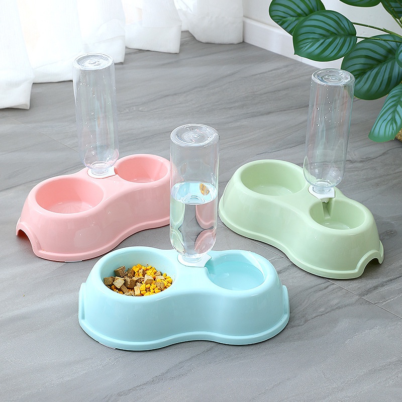 SS Tempat Makan Kucing Otomatis 2in1 Mangkok Double Free Botol Minum Anti Licin Anti Semut 2 in 1 Mangkuk Kotak Makanan Anjing Aksesoris Hewan Peliharaan