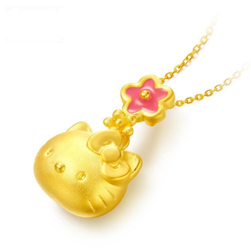 Goldkingdom Aksesoris Perhiasan Fashion Ready Stock KT Comic Cat 3D Liontin Emas Kalung Euro