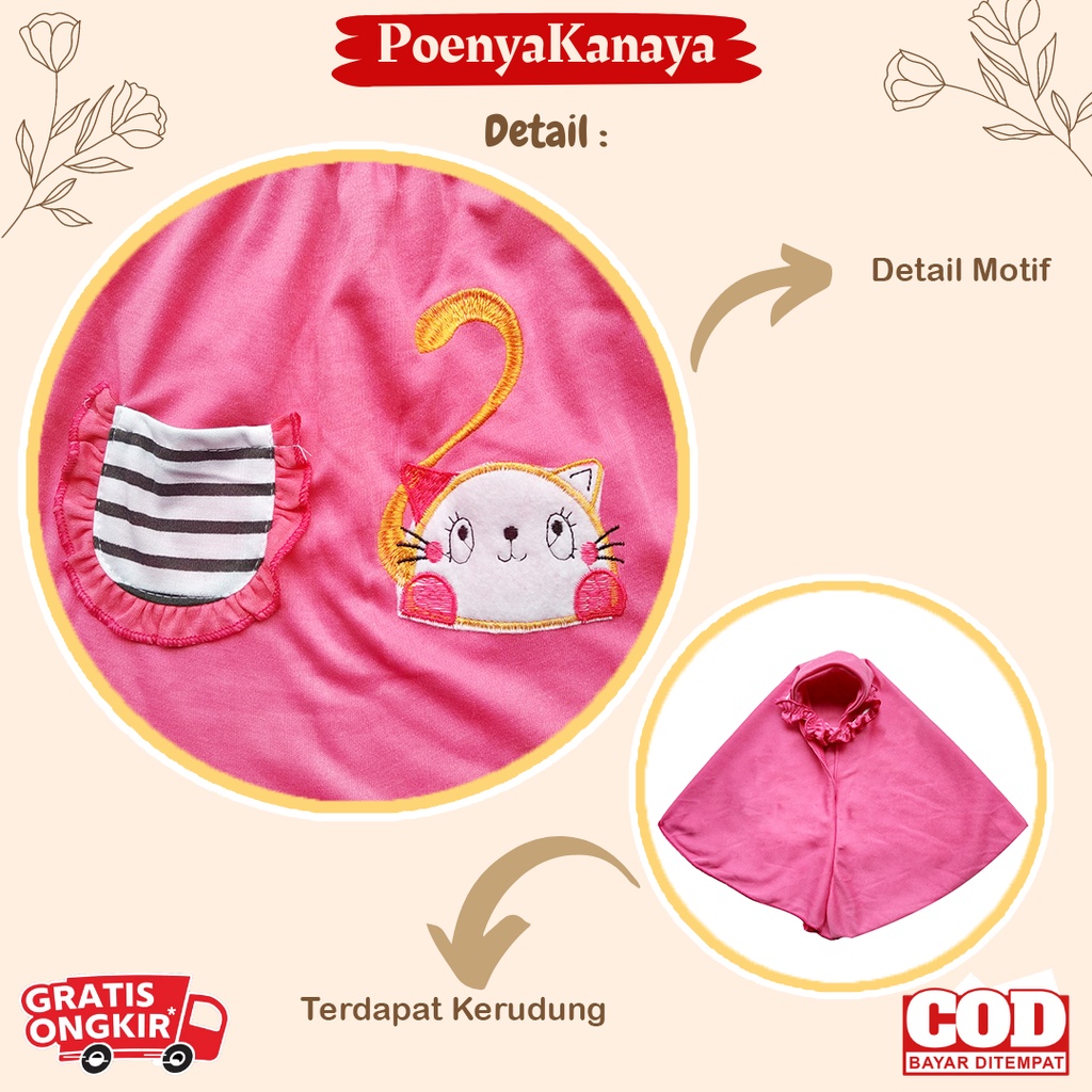 Baju Muslim Gamis Bayi Anak Perempuan dan Kerudung EKOR KUCING Angela Kids 3-12 Bln BMG01