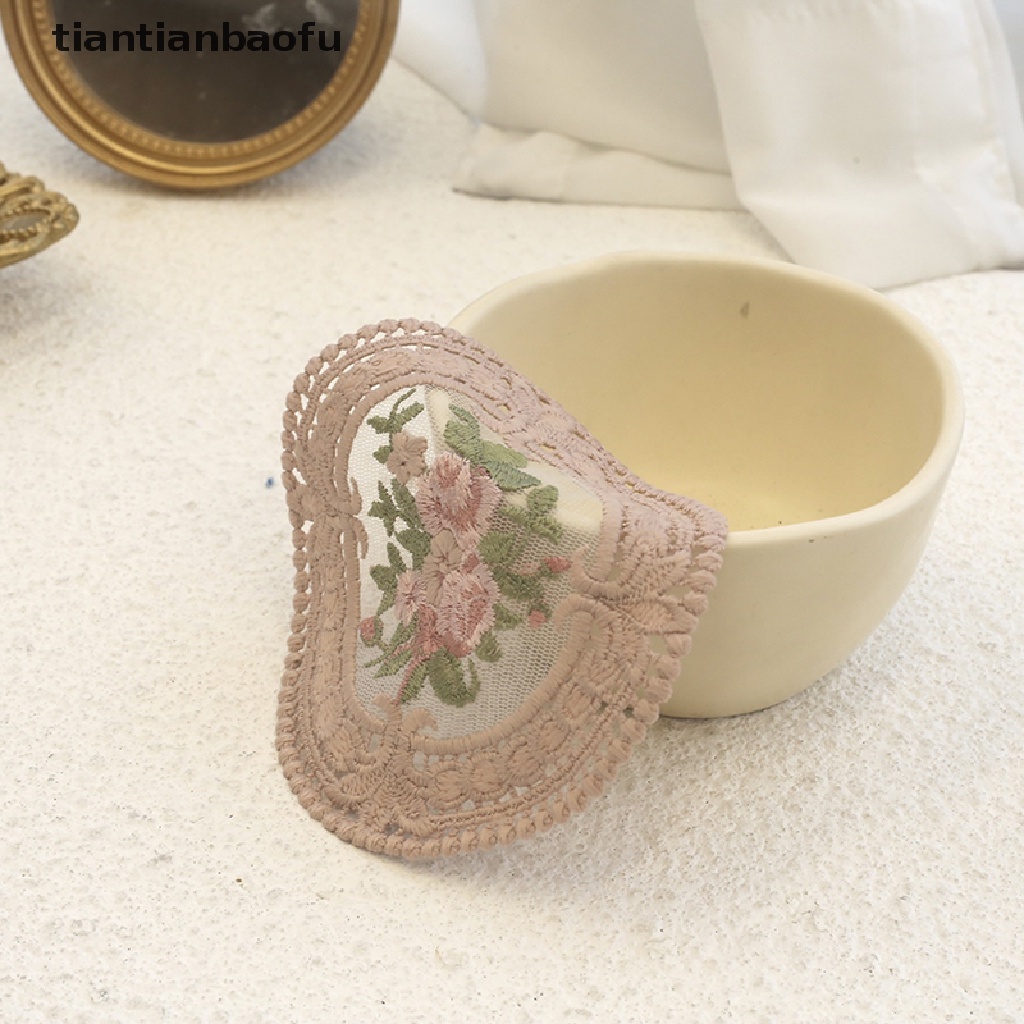 [tiantianbaofu] 11.8cm Vintage Lace Coaster Tatakan Bordir Craft Mangkok Cangkir Kopi Coaster Butik