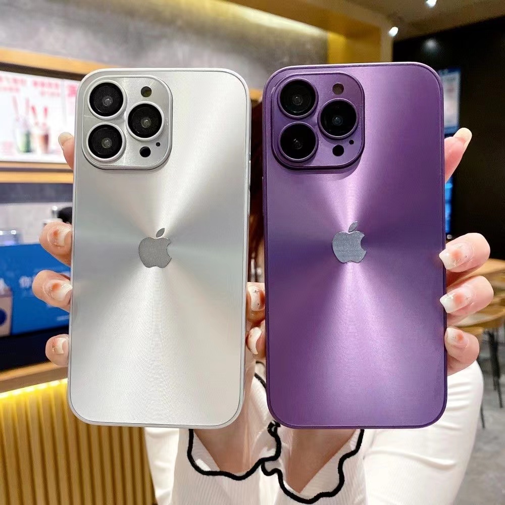 IPHONE Laser Shiny Gold Scrub Ultrathin Self Filled Lens Film Casing Ponsel Tahan Guncangan Untuk Iphone14 13 12 11 Pro Max