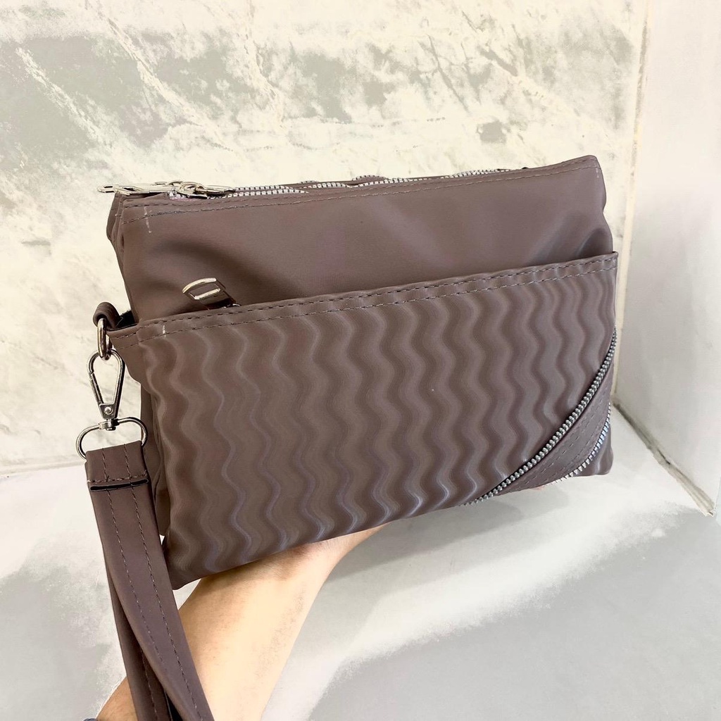 Akaci Tas Wanita Selempang pouch 09-8058 Jema 4 ruang Terbaru Nilon Salur bisa tenteng kerja hangout cewek ibu