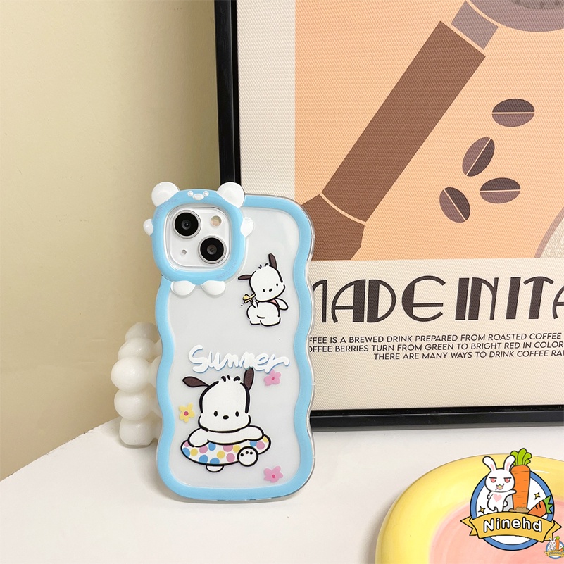 IPHONE Casing Kompatibel Untuk Iphone14 13 12 11 Pro Max X Xr Xs Max7 8 6 6s Plus SE Ins Cute Puppy Phone Case Wavy Little Monster Frame Lensa Anti Gores Bening Soft Case Cover Pelindung