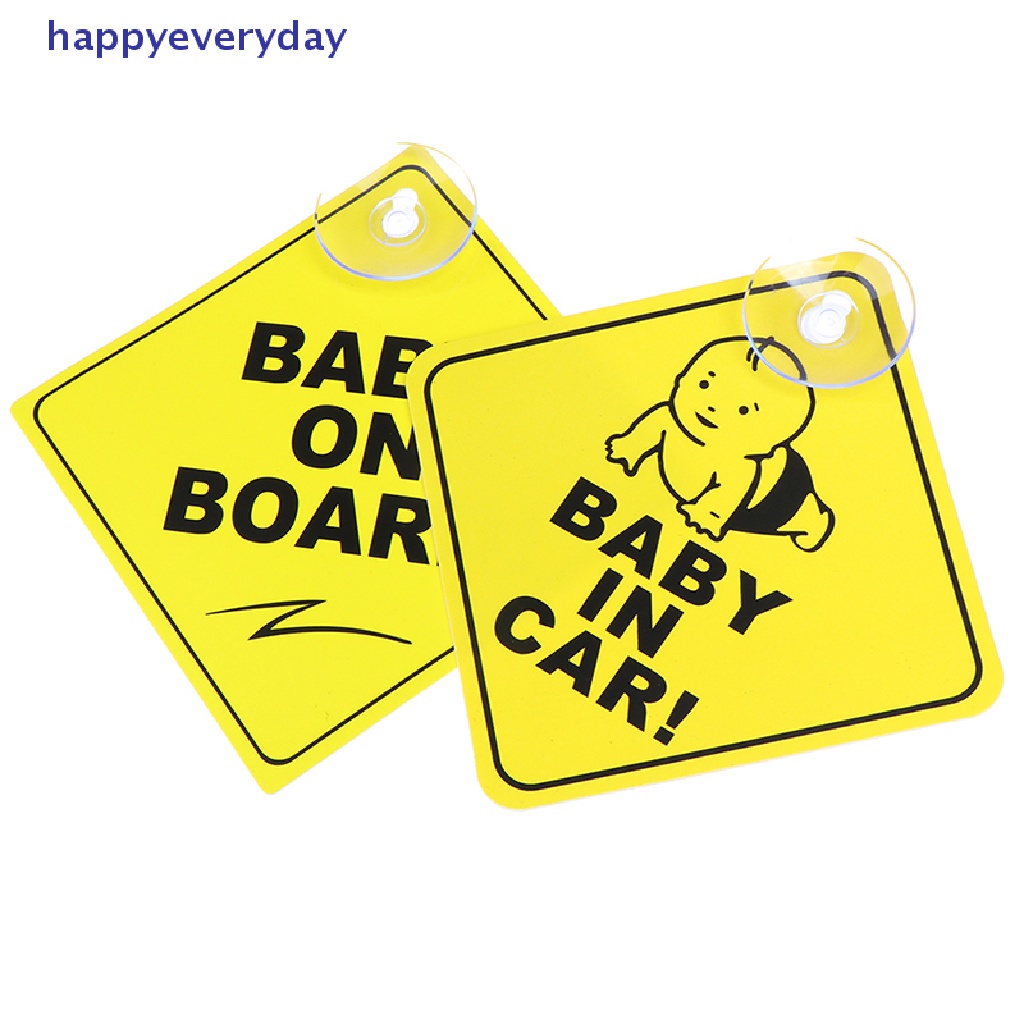 [happy] Baby On Board SAFETY Jendela Mobil Suction Cup Kuning Reflektif Warning Sign 12CM [ID]