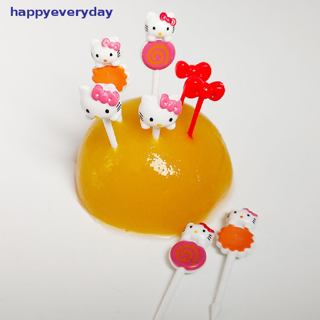 [happy] 8pcs/set Mini Kitty Garpu Buah Anak Snack Dessert Bento Sandwich Lunches Dekorasi Pesta [ID]