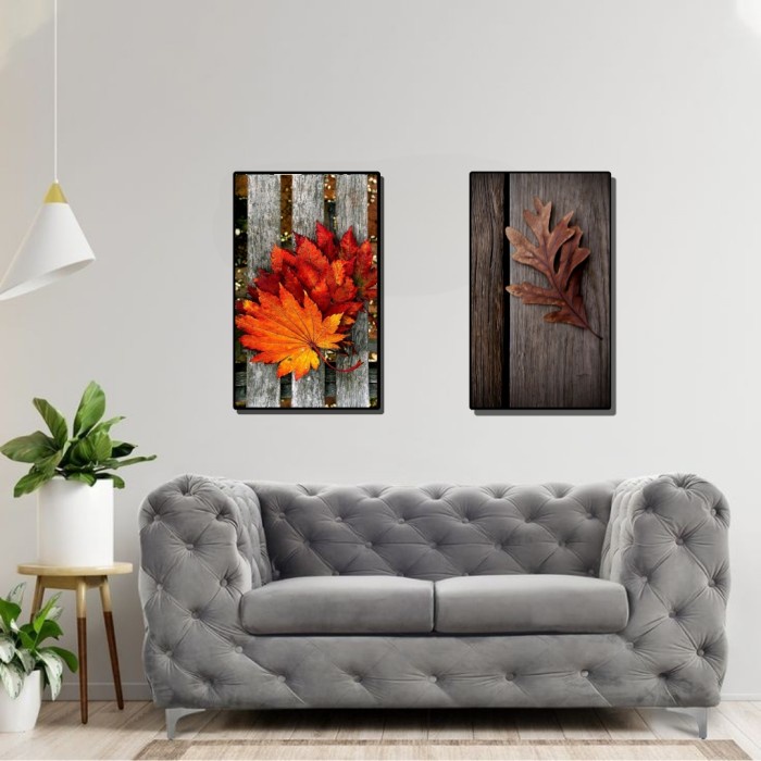 hiasan dinding daun kering pajangan wall decor poster rumah uk.31x47