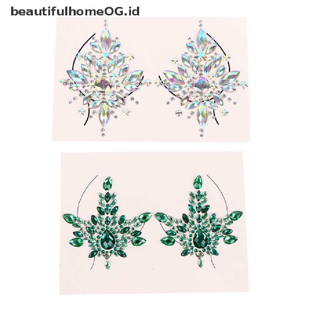 // Beauty// Stiker Bra Kristal Perekat Manik-Manik Berlian Payudara Pasties Shiny Tattoo Sticker **
