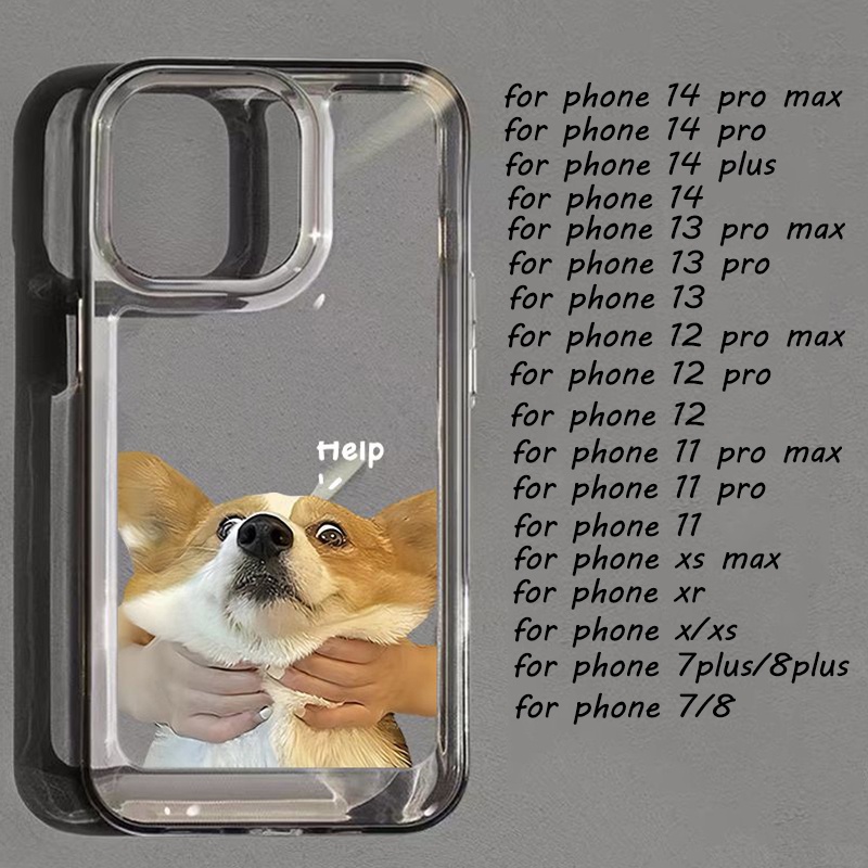 IPHONE Casing Tahan Guncangan Lembut Anjing Lucu Kompatibel Untuk Iphone11 14 13 12 Pro XS Max X XR 7 +8 6 6S Plus Casing TPU Unik Tombol Cover Pelindung Kamera