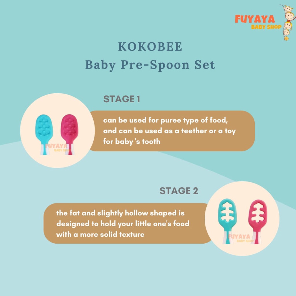 Kokobee Baby Pre-Spoon Set / Sendok Makan Bayi / Training Spoon /BLW / Dips Glacier spoon / numnum toukie sendok makan / alat makan bayi