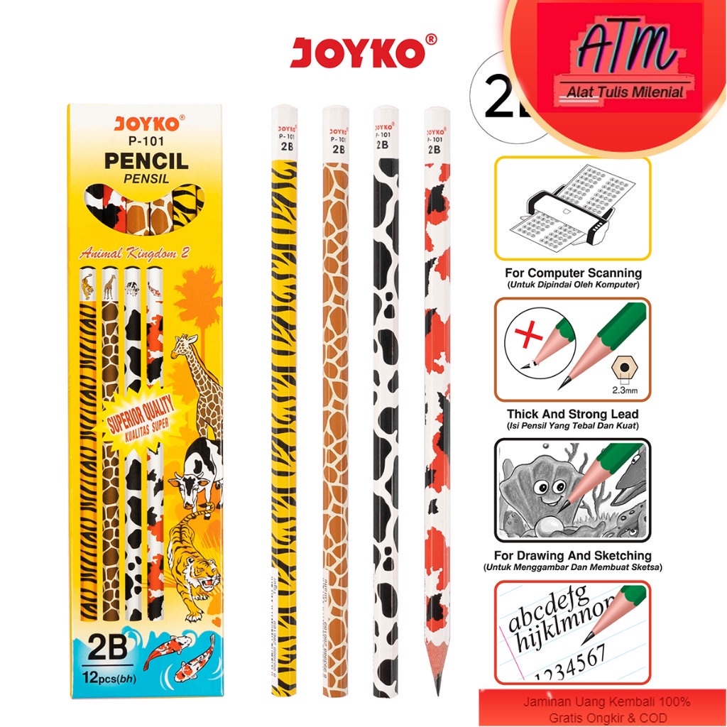 

Pencil Pensil Joyko P-101 2B Animal Kingdom 2 1 BOX 12 PCS