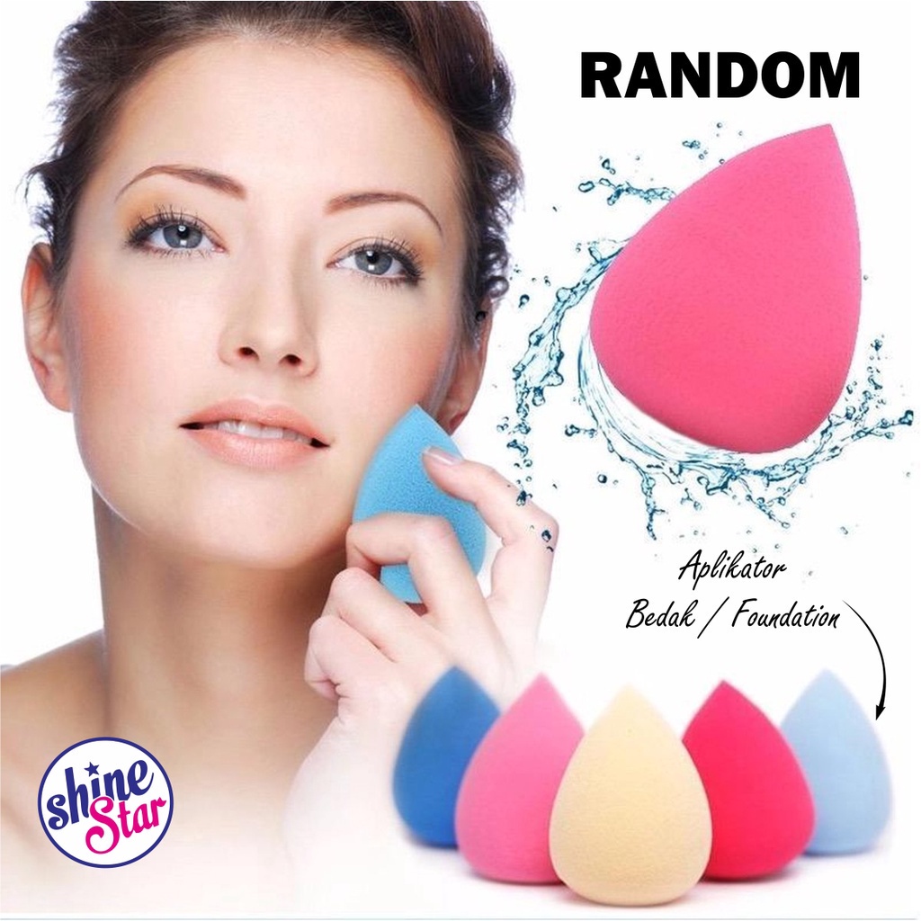 PROMO !! Spons Make Up - Kosmetik Wanita Sponge Beauty Make Up Colorfull Spons Egg Blending Puff / Spons Blender Telur Guci - Warna Random