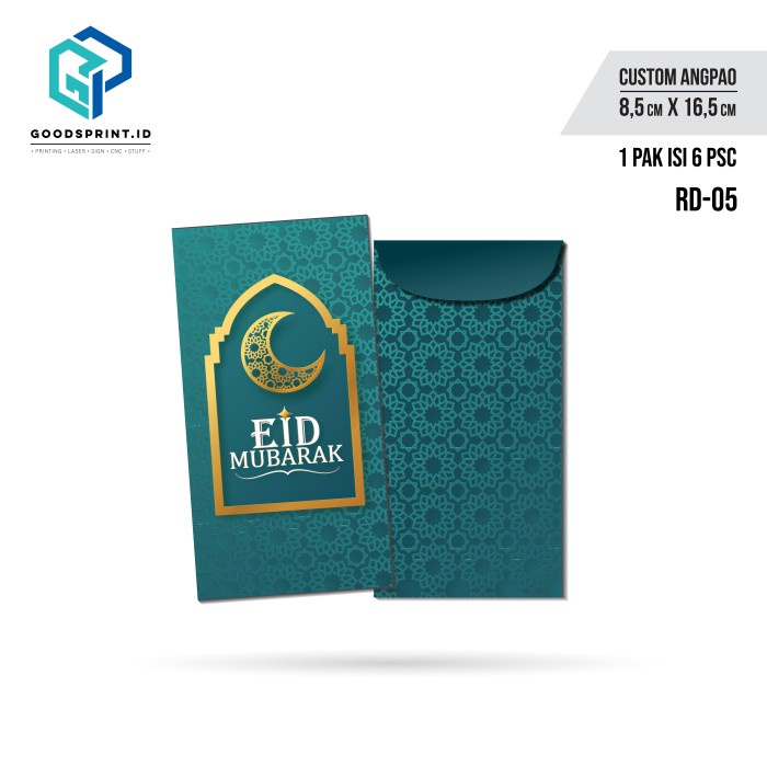 

amplop lebaran hijau eid mubarak - ramadhan - angpao - RD-05