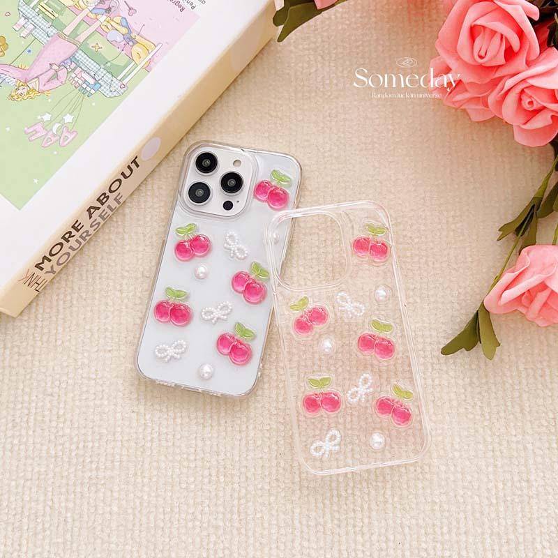 Casing Ponsel Transparan Cherry 3D Lucu Untuk iPhone 14 13 12 11 Pro MAX Plus Mini Lembut Silikon shock-proof Cover Untuk iPhone X XS MAX XR 7 8 Plus SE 2022 2020 14Plus 13Mini 12Mini