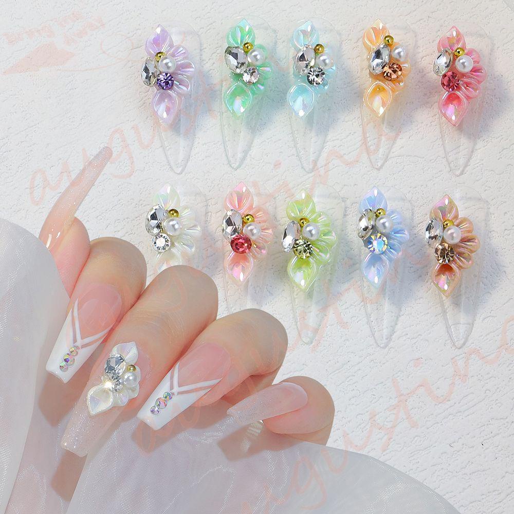 Agustin 3D Dekorasi Nail Art Elegan Vintage Wanita Hiasan Kuku Membuat Perhiasan Berlian Imitasi Manikur Aksesoris