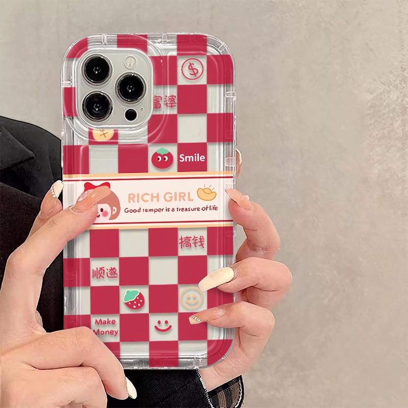 IPHONE Cute Diperiksa Soft Case Kompatibel Untuk Iphone14 13 12 11 Pro XS Max X Xr7 +8 Plus Casing Transparan TPU Silikon Ponsel Shockproof Cover