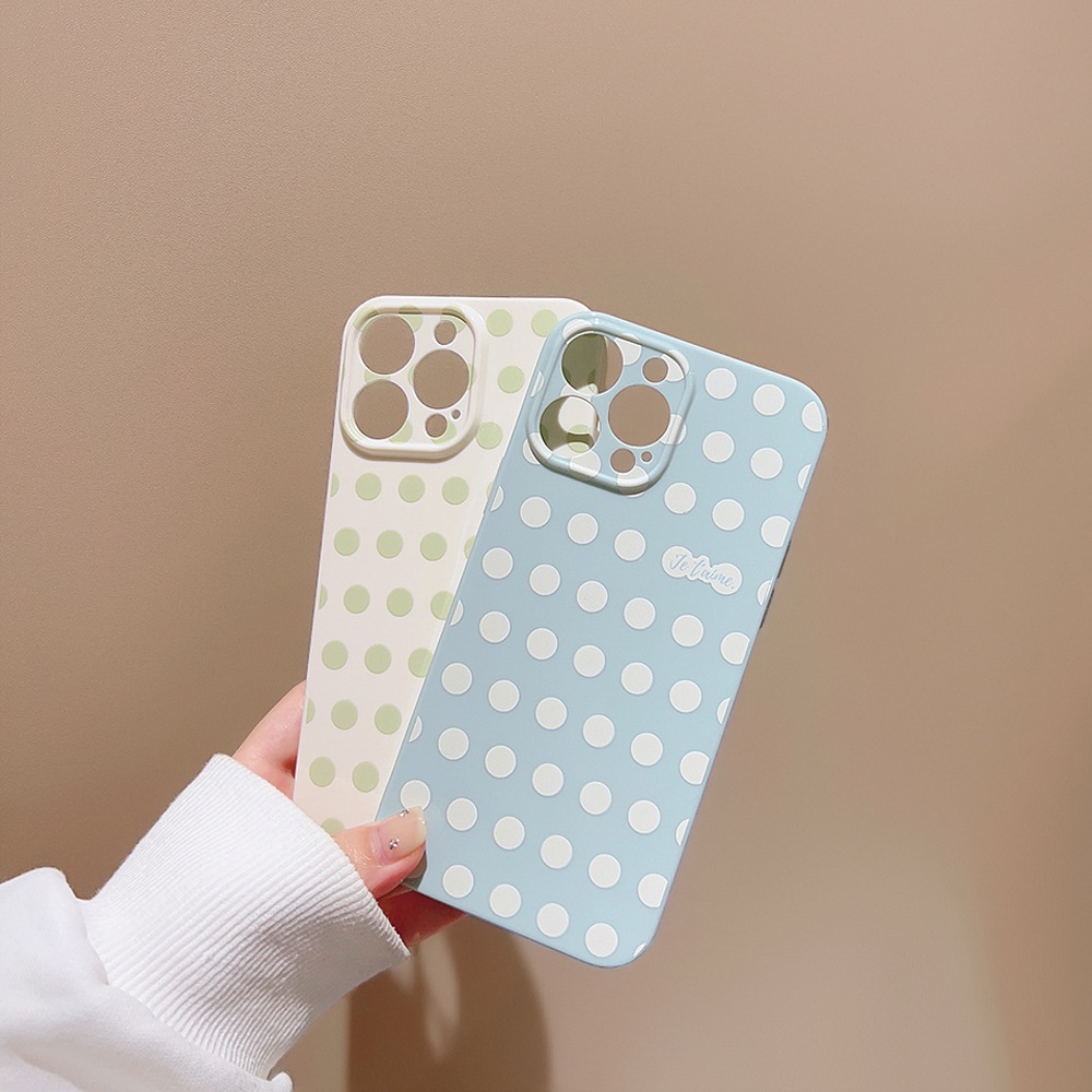 IPHONE Ins Simple Milk Point Silicone Case Untuk Iphone14 11 12 13 PRO MAX Casing Cover Pelindung AT0149