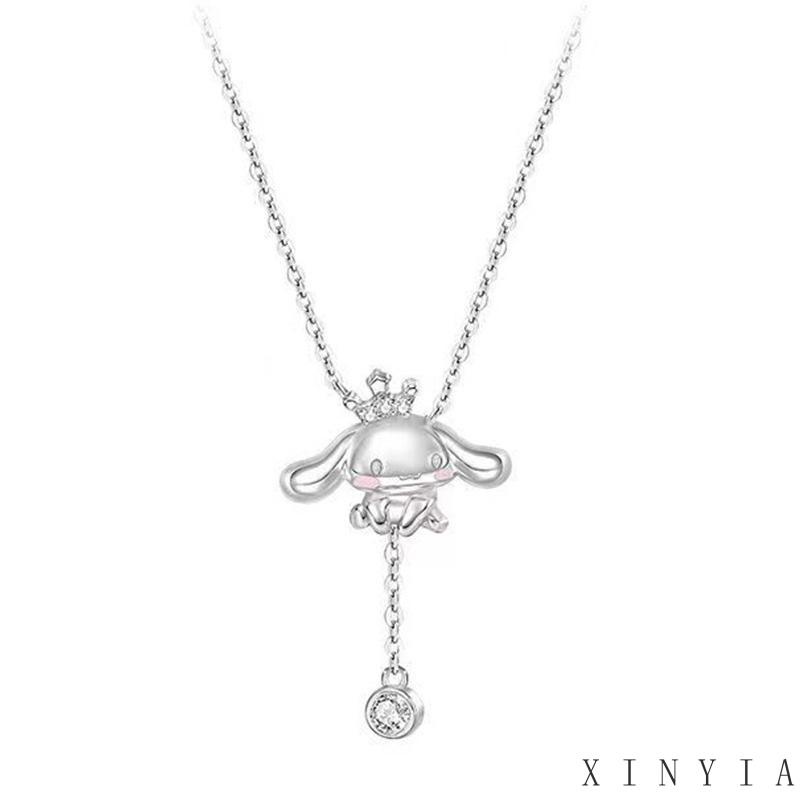 【COD】Kalung Rumbai Anjing Kayu Manis Kartun Cinnamoroll Rumbai Kalung Perempuan Cahaya Mewah Kerah Rantai Hadiah Pacar